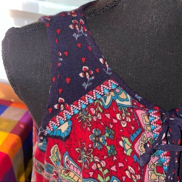 Bila jessica mixed paisley- boho V neck tassel top high low hem size Med - Picture 6 of 13